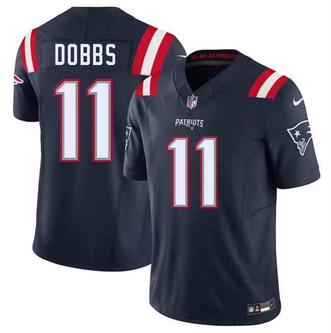Men's New England Patriots #11 Joshua Dobbs Navy 2025 F.U.S.E. Vapor Limited Stitched Football Jersey
